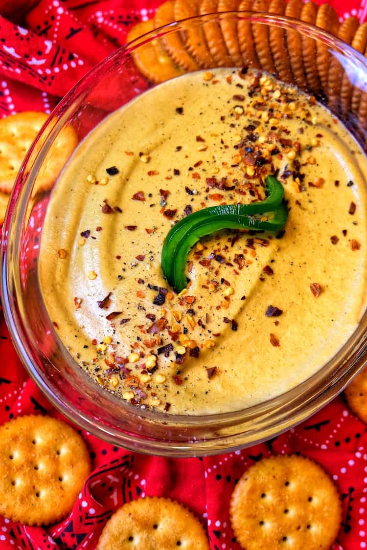 Roasted Jalapeno Popper Dip In A Bowl And Crackers